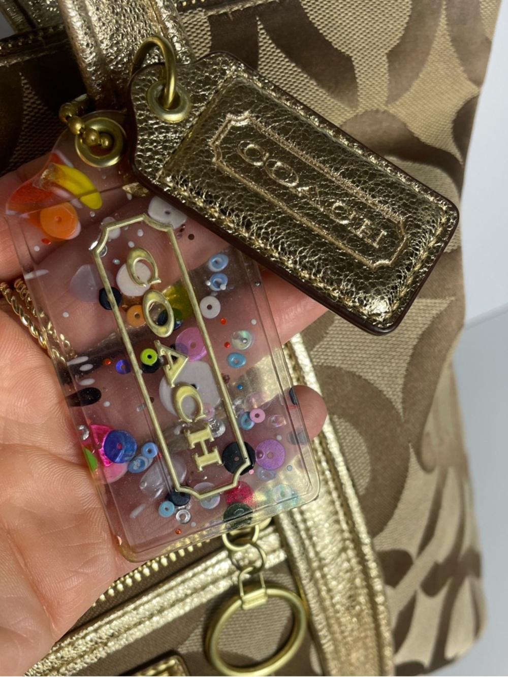 Coach Poppy 2009 Gold Metallic Op Art Glam Tote 13826 - Picture 2 of 16